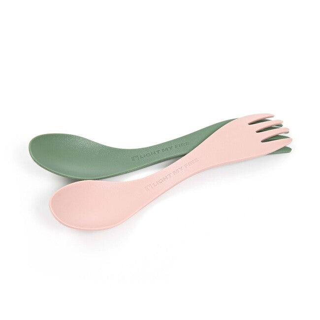 LIGHT MY FIRE Multifunctional Spork Little 2-pack, Green/Cream