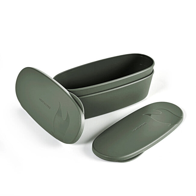 LIGHT MY FIRE SnapBox Oval Lunch Box Set 2pcs, Green