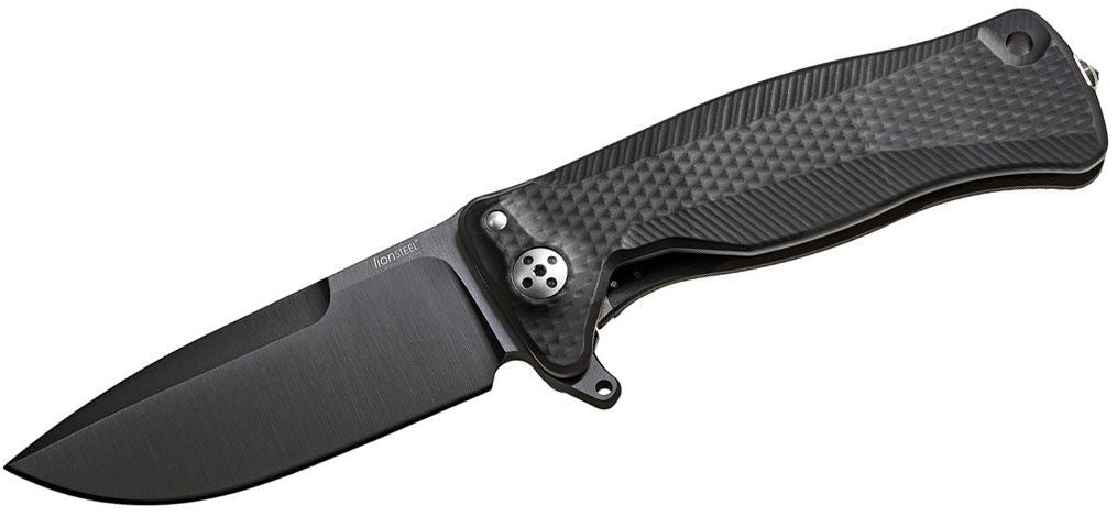 Lionsteel SR11A Comfort Folding Knife with Titanium Frame, Black Blade