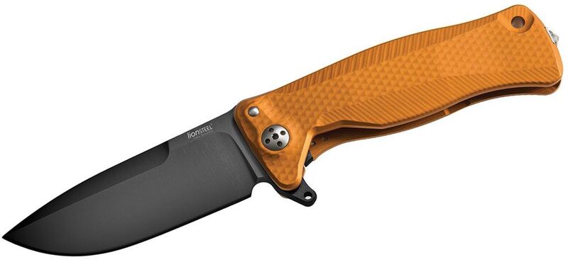 Lionsteel SR11A Comfort Folding Knife, Titanium Frame, Orange/Black