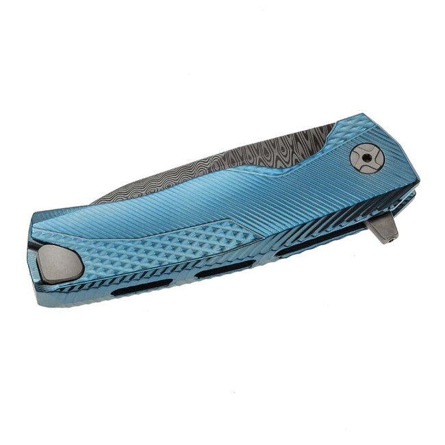 Lionsteel ROK DD BL Luxury Folding Knife with Solid Titanium Handle