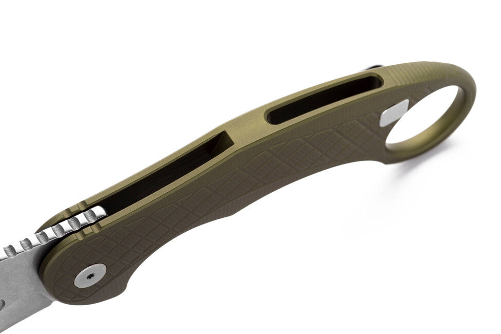 Lionsteel L.E. ONE 1 A GS Karambit Knife, Green/Stone Washed