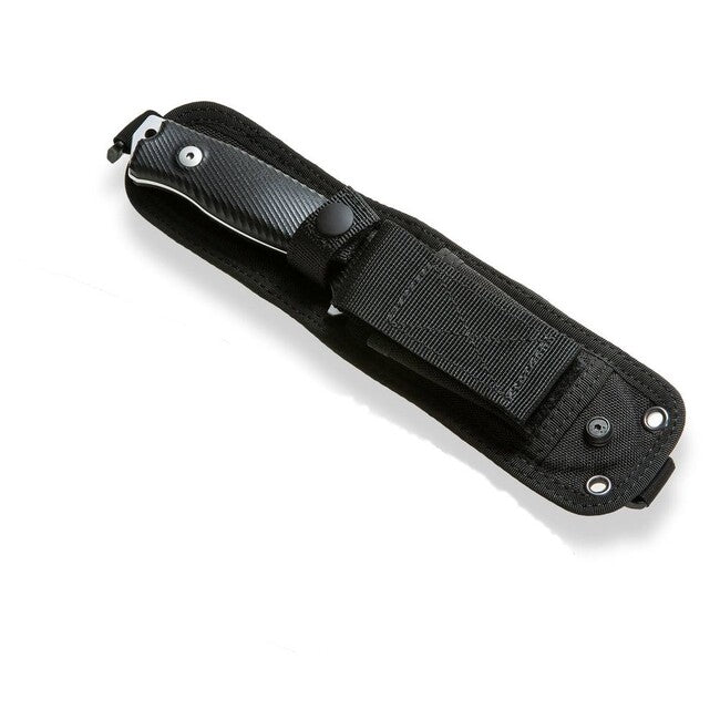 Lionsteel M5B G10 Large Adventurer's Knife, Black Blade with Leather Sheath