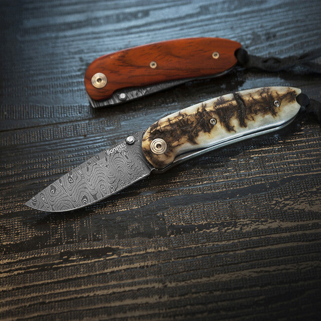 Lionsteel Pocket Knife with Damascus Steel Blade 8210D ST
