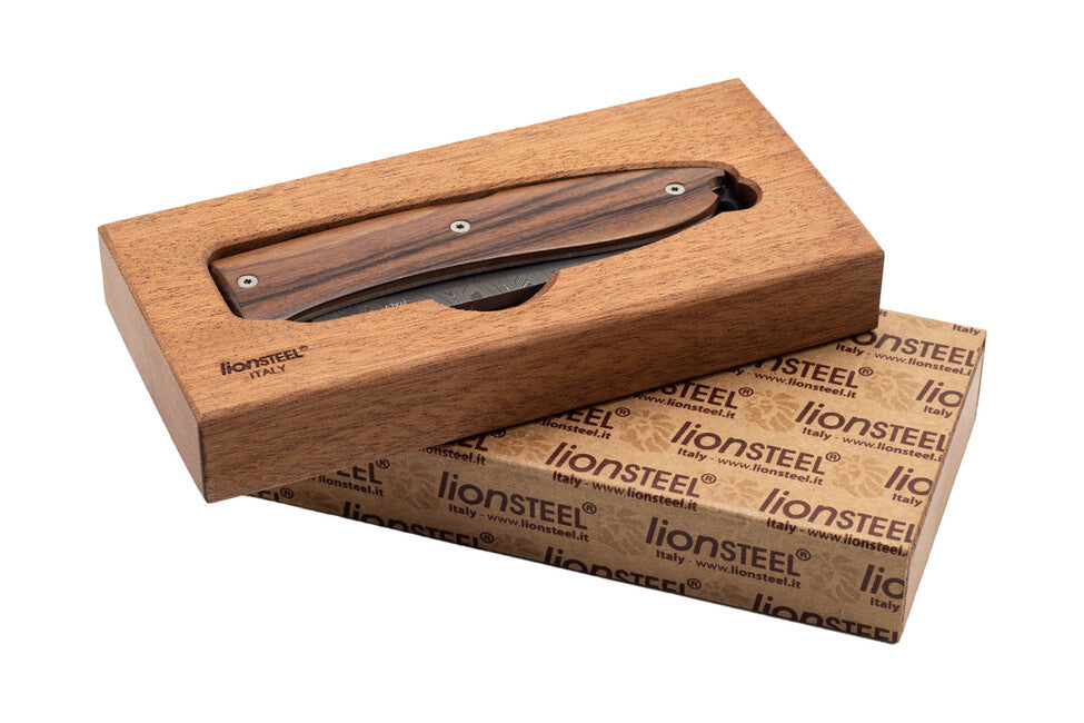 Lionsteel Opera Pocket Knife, Damascus Steel Blade 8800D-ST