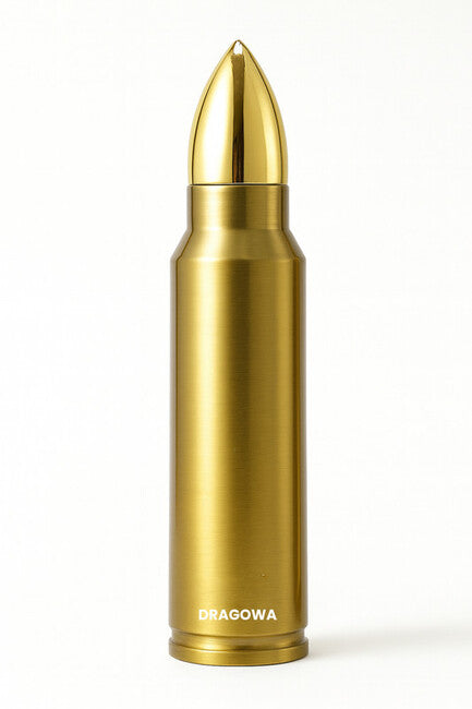 DRAGOWA Tactical Bullet Thermos 1000ml, Gold