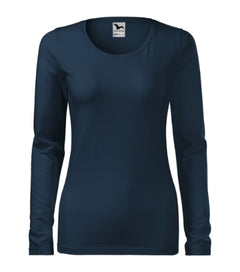 Malfini Slim women's long-sleeve t-shirt, dark blue