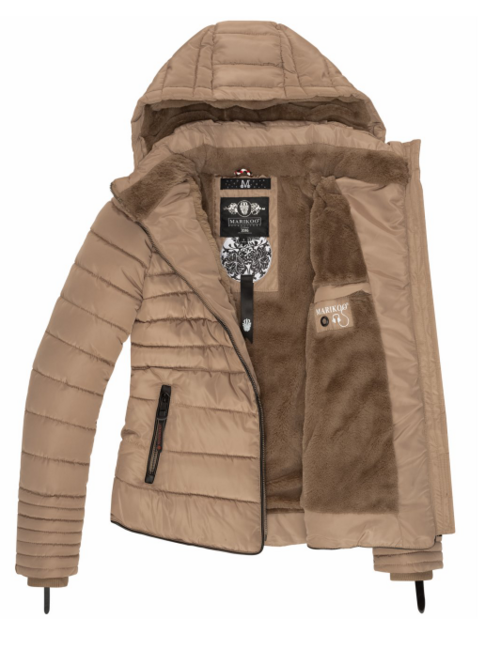 Marikoo Amber women's winter hooded jacket, taupe