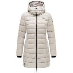 Marikoo Abendsternchen women's quilted coat with hood, Bone