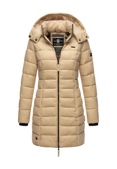 Marikoo ABENDSTERNCHEN women's quilted coat with hood, beige