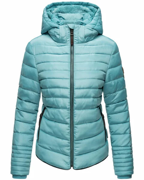 Marikoo Amber Women's Winter Jacket with Hood, Misty Blue