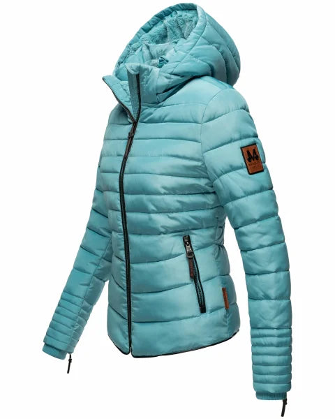 Marikoo Amber Women's Winter Jacket with Hood, Misty Blue