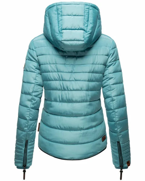 Marikoo Amber Women's Winter Jacket with Hood, Misty Blue