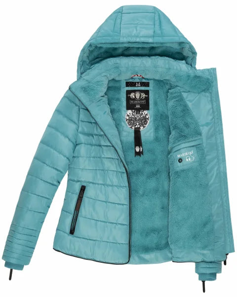 Marikoo Amber Women's Winter Jacket with Hood, Misty Blue