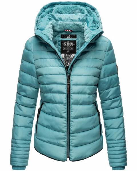 Marikoo Amber Women's Winter Jacket with Hood, Misty Blue