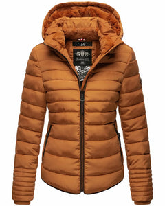 Marikoo Amber women's winter jacket with hood, Rusty cinnamon