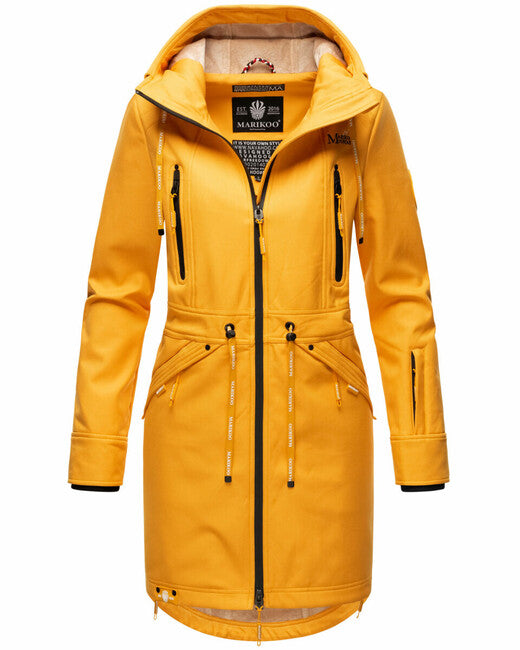 Marikoo Racquelle Women's Softshell Jacket with Hood, Amber Yellow