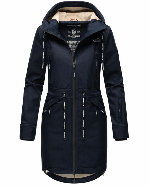 Marikoo Women's Softshell Jacket with Hood Racquelle, Navy Blue