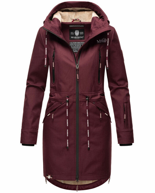 Marikoo Racquelle Women's Softshell Jacket with Hood, Wine