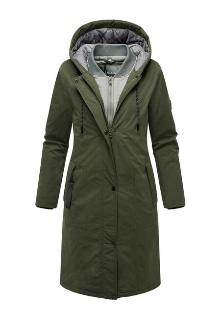 Marikoo Ledalaa Women's Winter Parka with Hood, Dark Olive