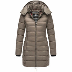 Marikoo Abendsternchen women's quilted coat with hood, Stone brown