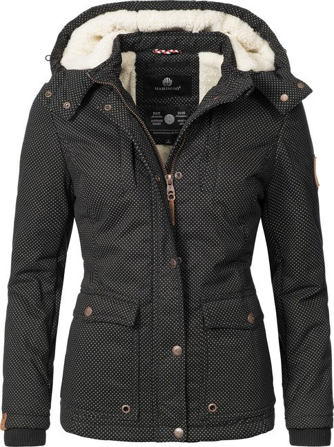 Marikoo KEIKOO women's winter hooded jacket, black dotted