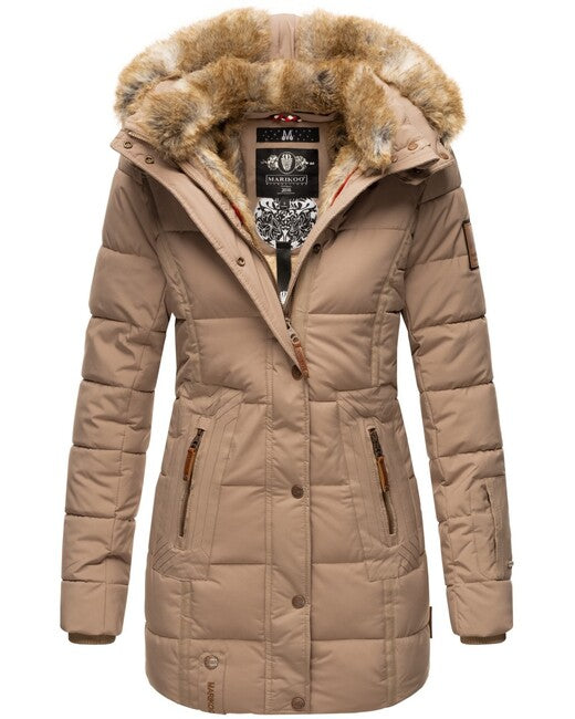 Marikoo LIEBLINGS JACKE women's winter hooded jacket, Taupe