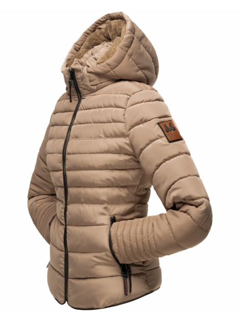 Marikoo Amber women's winter hooded jacket, taupe