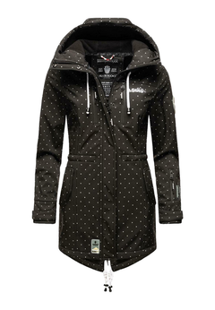 Marikoo ZIMTZICKE ženska zimska softshell jakna s kapuco, črna pikasta