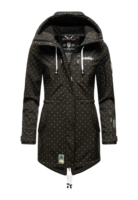 Marikoo ZIMTZICKE Women's Winter Softshell Jacket with Hood, Black Dotted