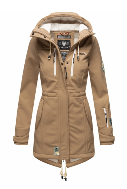 Marikoo ZIMTZICKE ženska zimska softshell jakna s kapuco, Taupe grey