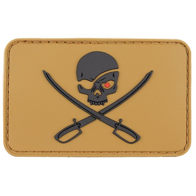 MFH 3D Skull with Sword Hook and Loop Patch, Coyote Tan