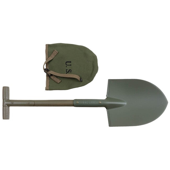 MFH American T-Spade Shovel M10, Olive Drab Green, with Canvas Sheath