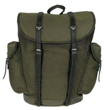 MFH BW Mountain Backpack, Olive, 30L, Leather Straps