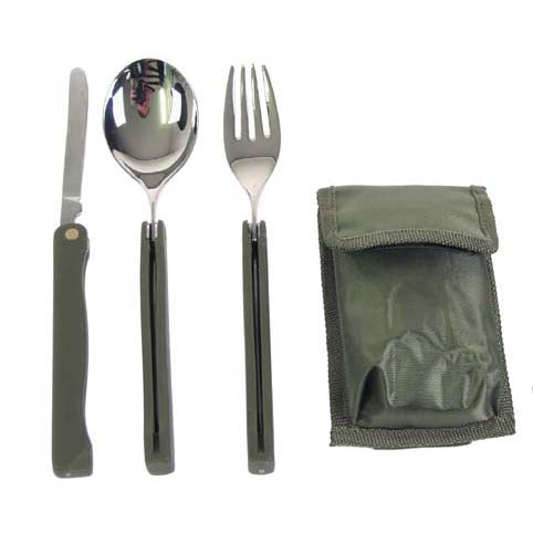 MFH Camp Folding Cutlery Set with Case