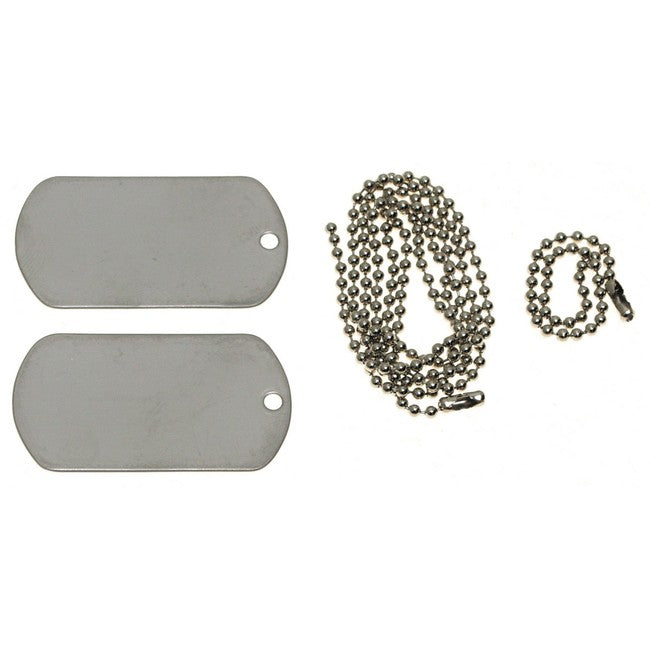 MFH Dog-Tags, Brushed Stainless Steel with Stainless Steel Chain