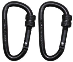 MFH Carabiners with Safety Lock 2pcs, Black, 60x6mm