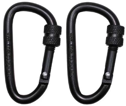 MFH Carabiners with Safety Lock 2pcs, Black, 60x6mm
