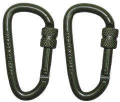 MFH Carabiners with Safety Lock 2pcs, Olive, 60x6mm