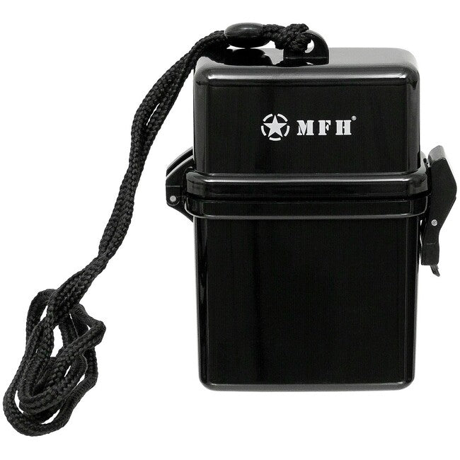 MFH Waterproof Plastic Box with Neck Strap, Black