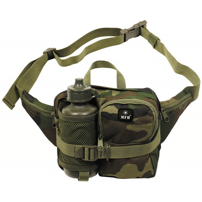 MFH Waist Bag with Water Bottle, Woodland