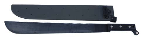 MFH Bolo Machete, Black with Sheath and Saw, 59cm