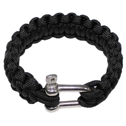 MFH Paracord Bracelet, Black with Metal Clasp