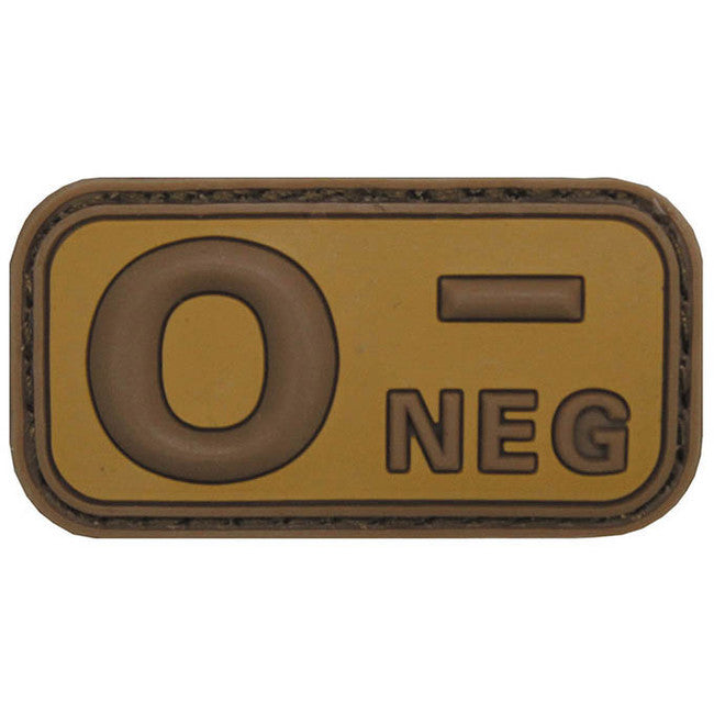 MFH Blood Type Patch 3D 0 Negative Khaki 5x2.5cm