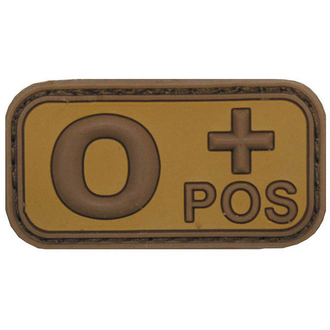 MFH Blood Type Patch 3D 0 Positive Khaki 5x2.5cm