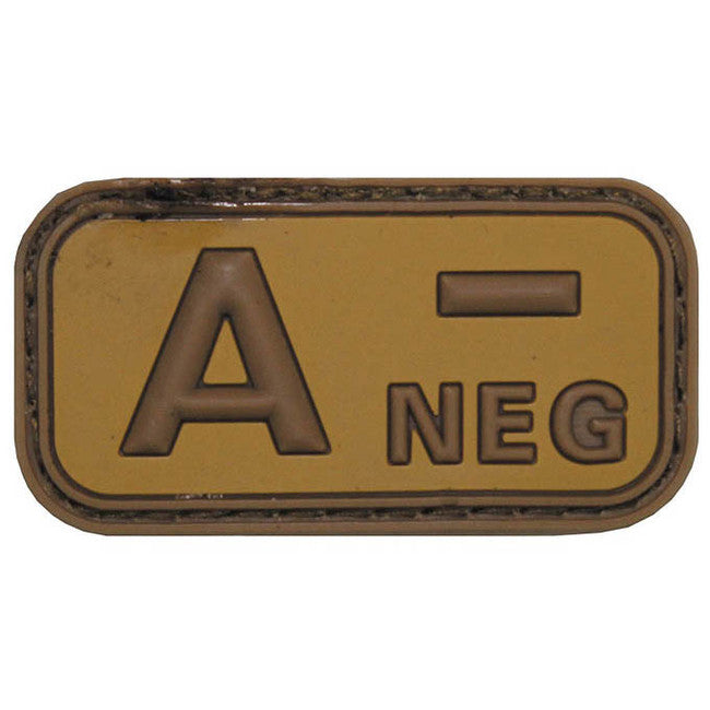 MFH Blood Type 3D Patch A Negative Khaki 5x2.5cm