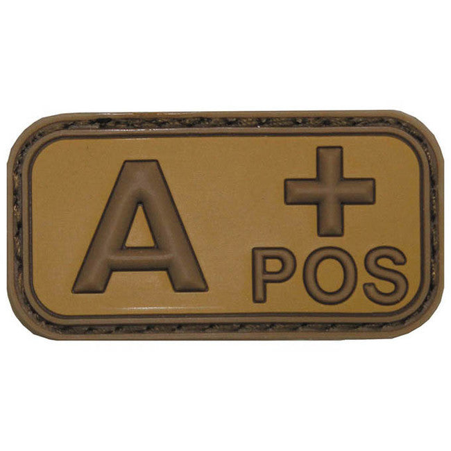 MFH Blood Type 3D A Positive Patch, Khaki, 5x2.5cm