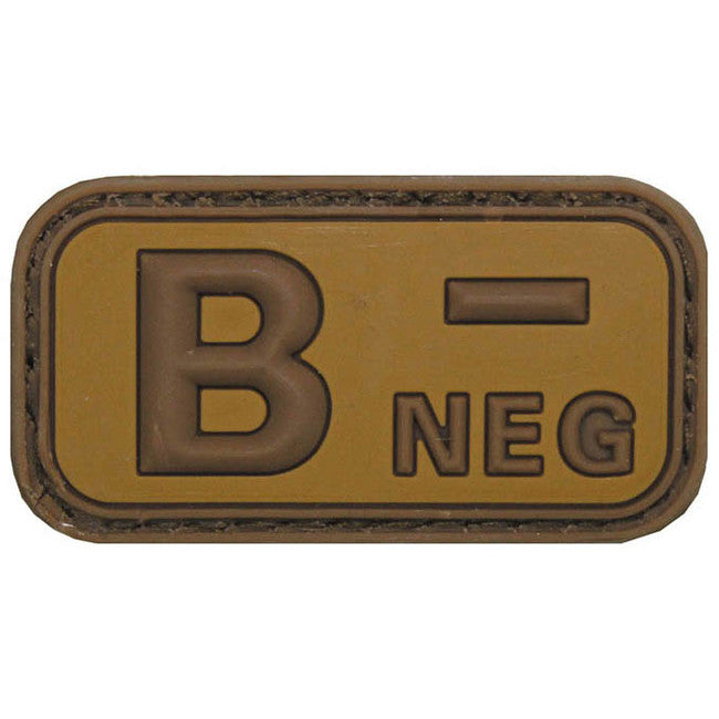 MFH Blood Type 3D Patch B Negative Khaki 5x2.5cm