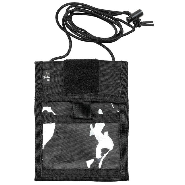 MFH Neck Wallet with Cord, Black