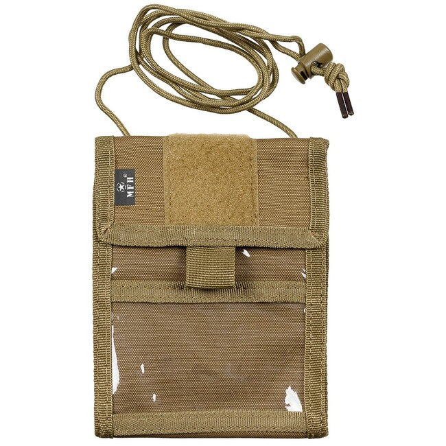 MFH Neck Wallet with Cord, Coyote Tan